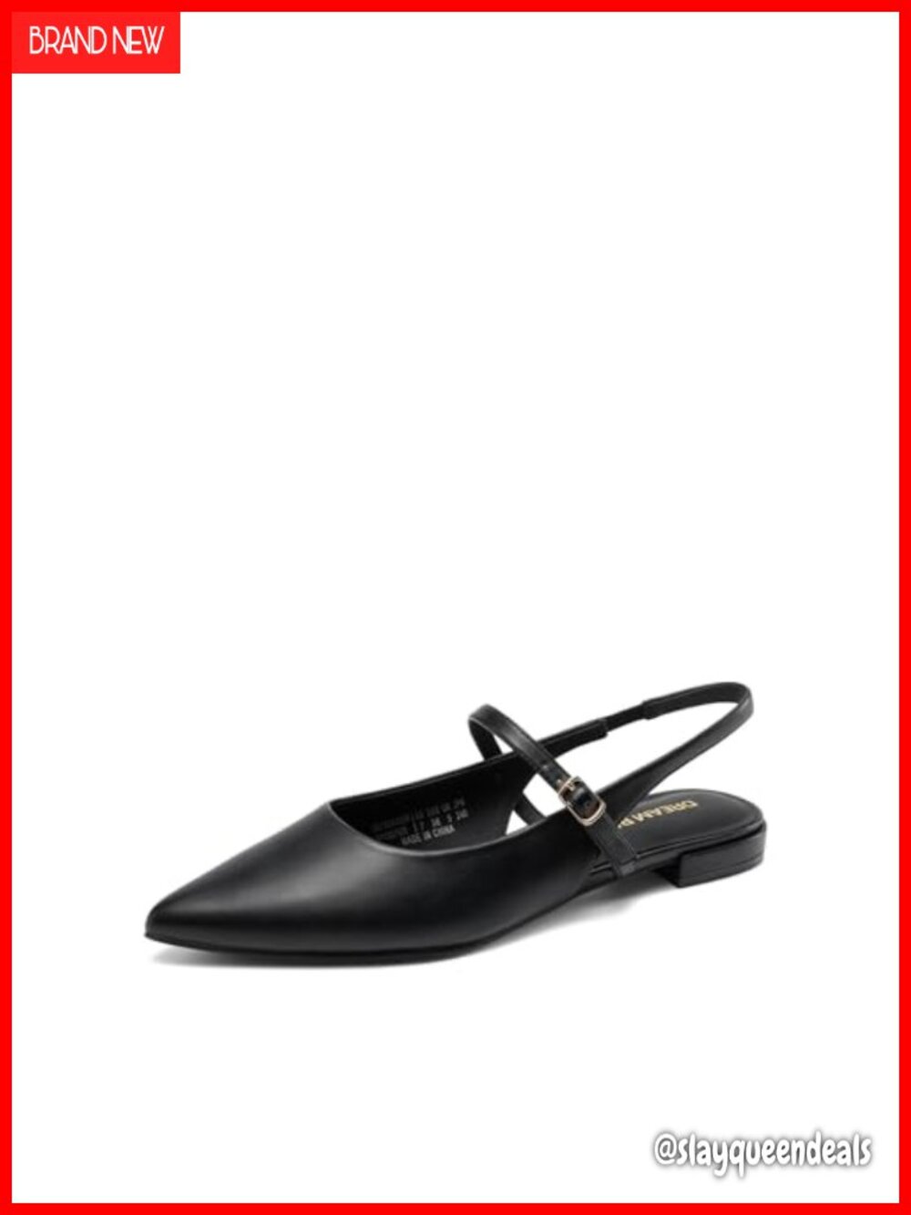 Women's Slingback Dressy Mary Jane Ballet Flats Pointed Toe Faux Leather